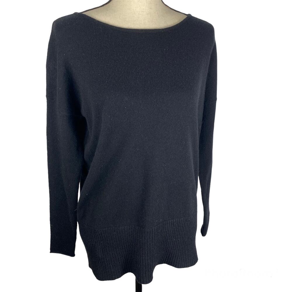 Ply Cashmere Sweater Black Scoopneck 100% Cashmere Long Sleeve Womens XS